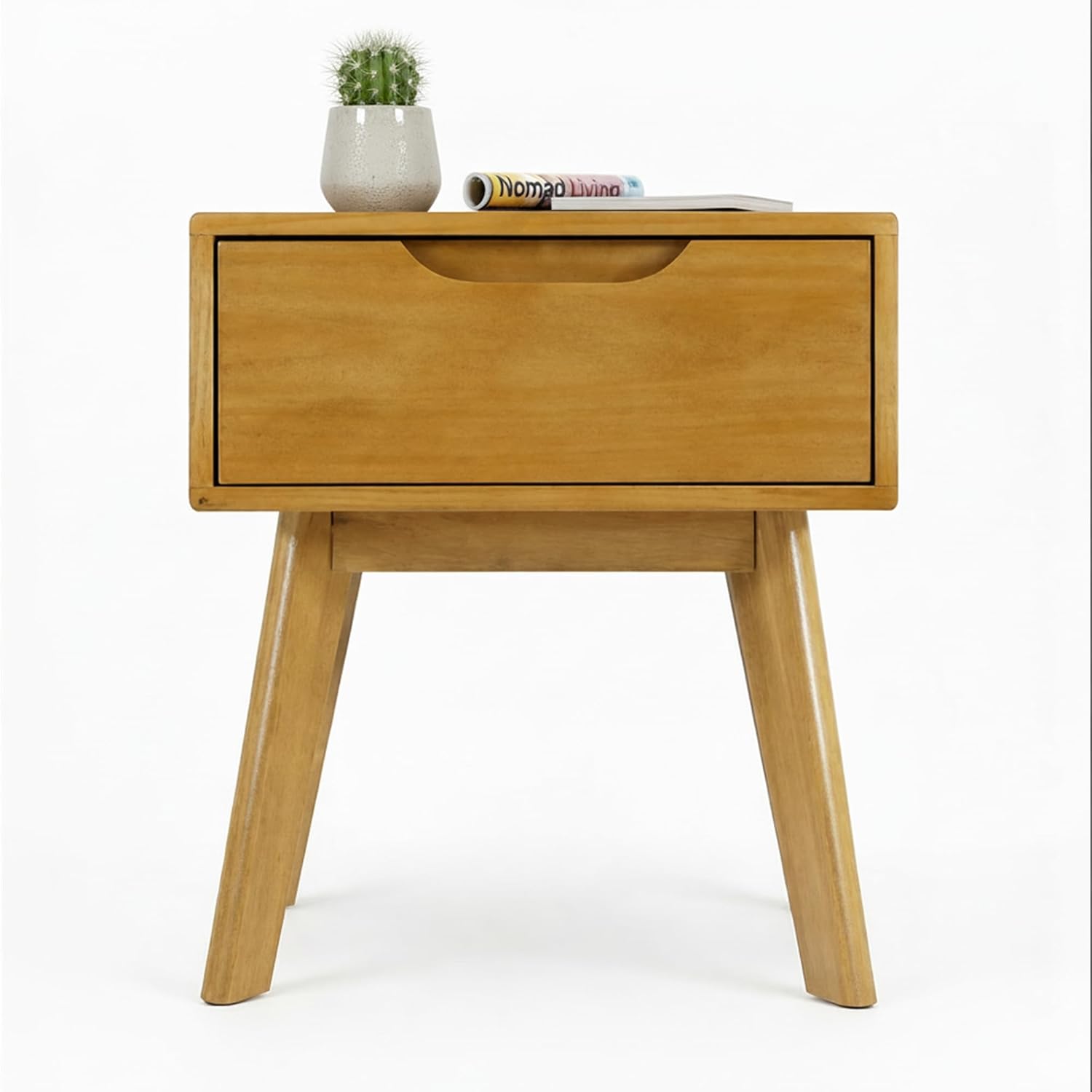 Solid Wood Single-Drawer Scandinavian Nightstand