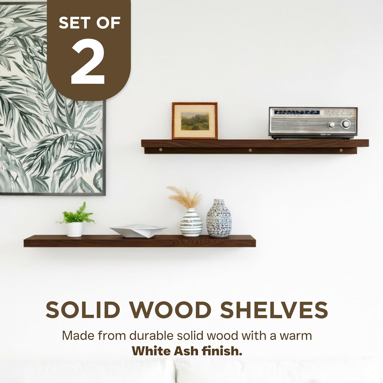 Solid Wood Floating Shelves Set of 2, 4-FT