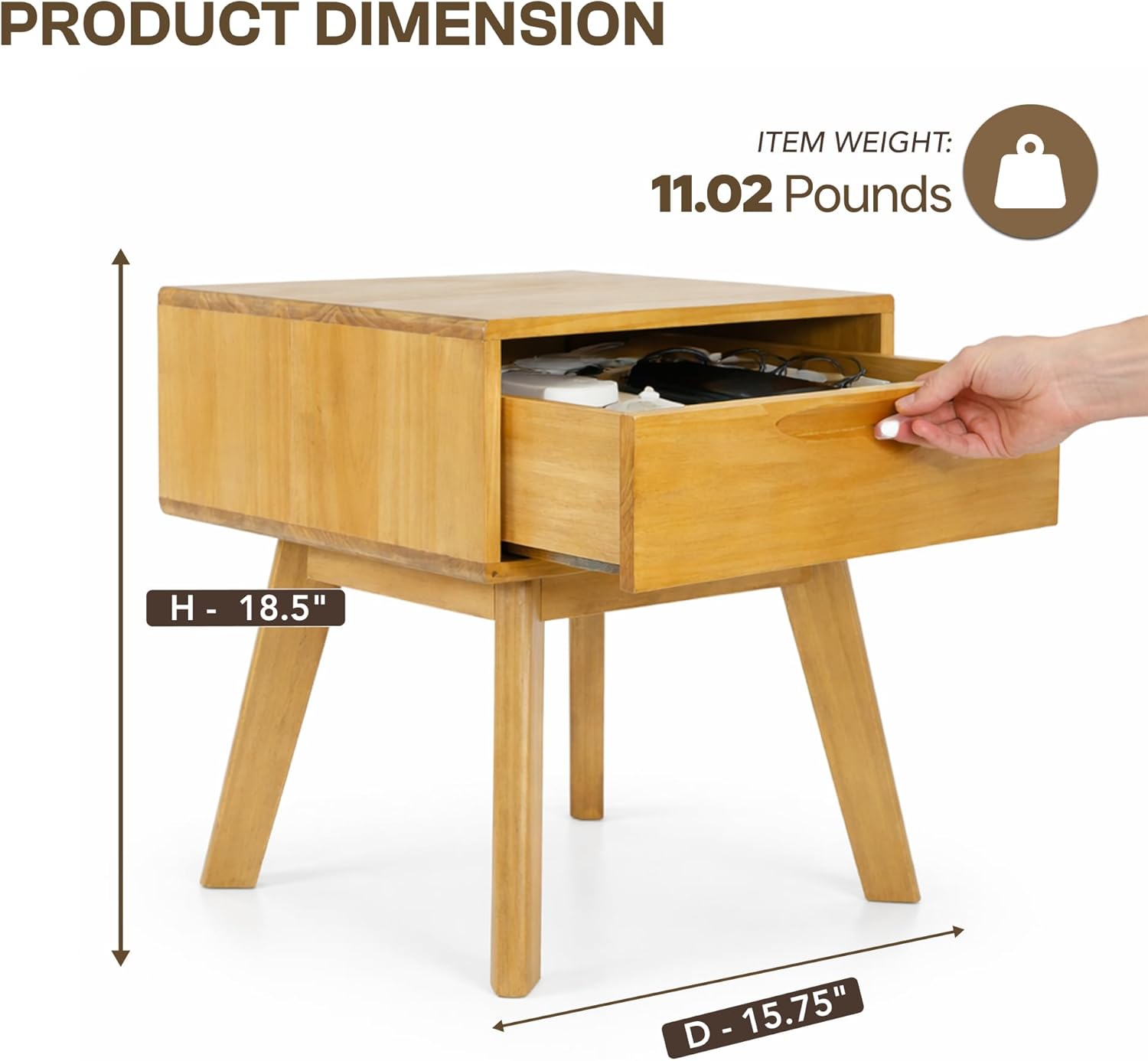 Solid Wood Single-Drawer Scandinavian Nightstand