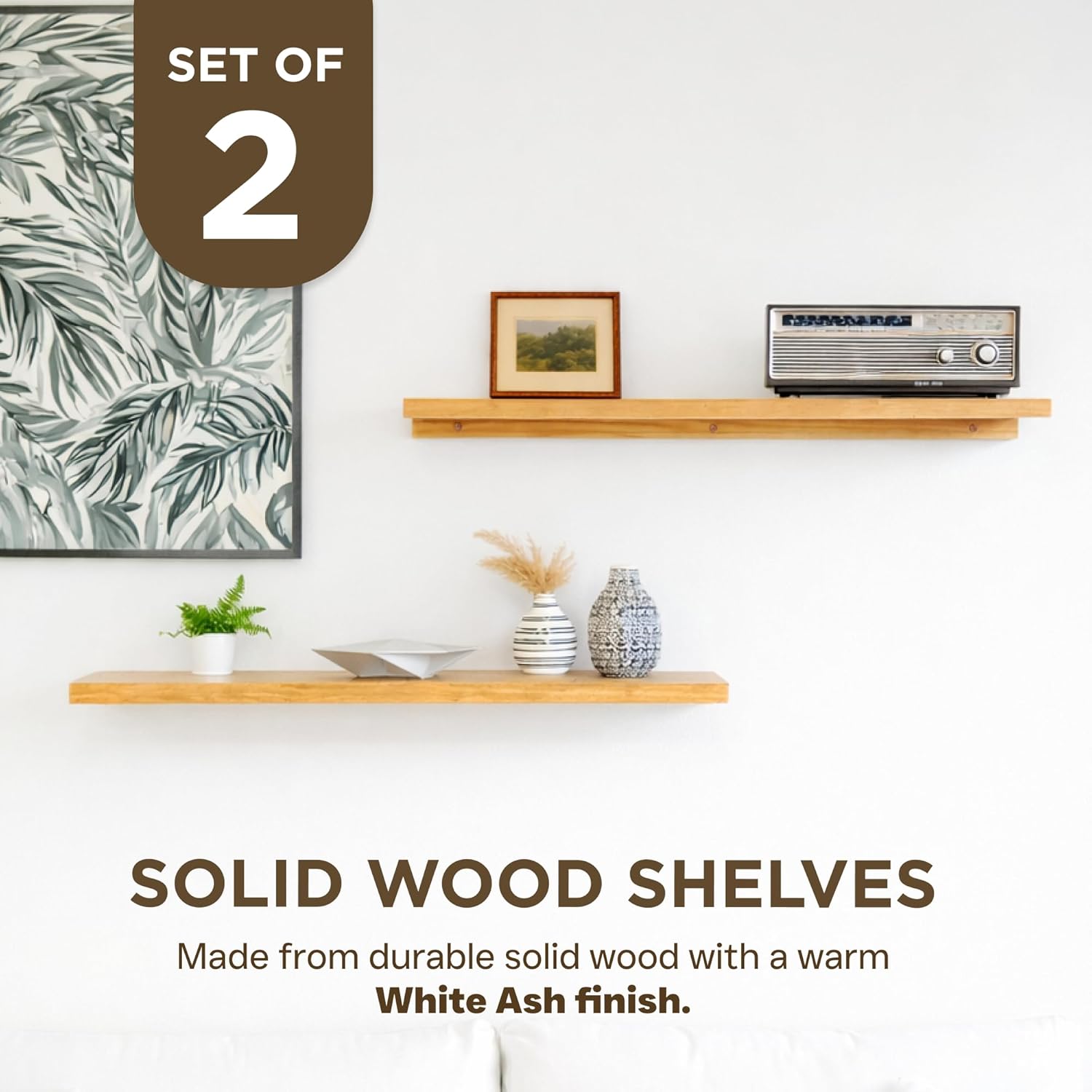Solid Wood Floating Shelves Set of 2, 4-FT