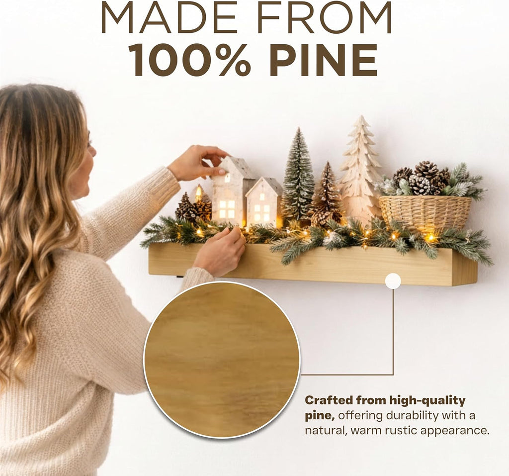 Solid Wood Fireplace Mantel Shelf, 4-FT
